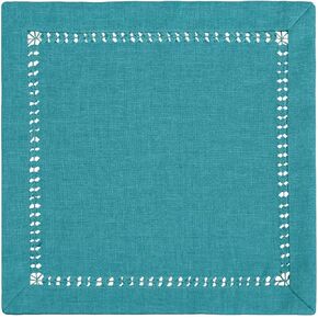 Grelucgo Handmade Hemstitch Teal Table Runner, Rectangular 14 by 90 Inch
