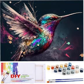 MaiMMaledy Paint by Numbers Kit for Adults Beginners 12Wx8L inch Canvas Pictures with Framed Drawing Painting Works with Wooden Triangle Easel Acrylic Pigment Cattle
