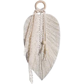 Garneck Woven Art Leaf Tapestry - Bohemian Wall Hanging Tasseled Leaves - Wall Art Rustic Handmade Tapestry for Home, Office, Nursery, Bedroom, Living Room