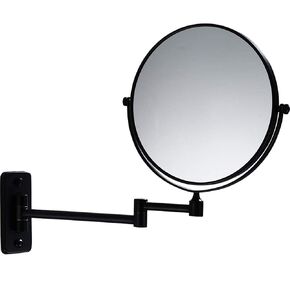 Wall Mounted Makeup Mirror 8 Inch Bathroom Two-Sided Swivel,Double Sided Magnifying Makeup Mirror for Bathroom, 13'' Extension Black Mirror, 10X Magnification Matte Black