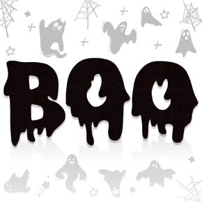 3 Pcs Halloween BOO Wood Sign Decorations Hanging Halloween Door Sign Halloween Hanging Plaques for Halloween Party Haunted House Outdoor Indoor Home Door Wall Decor
