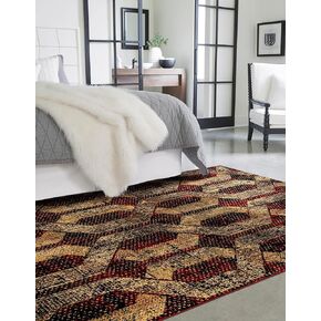 Unique Loom Saturn Collection Area Rug - Astra (Rectangular 9' 0" x 12' 0", Burgundy/ Black)