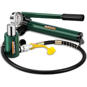 Newhai 10 ton 2" Hydraulic Ram Jack+ cp-180 Hand Pump with Pressure Gauge Hydraulic Porta Power 10 ton kit Low Profile Short Cylinder