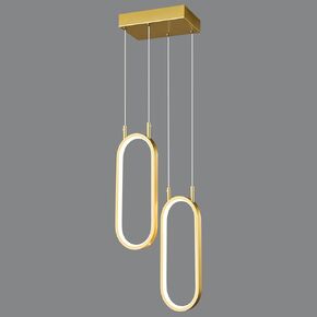Modern Kitchen Island Dimmable Pendant Light Fixture Gold LED Pendant Lights 6 Ring Oval Chandelier Staircase Large Chandelier Lobby Living Room Foyer High Ceiling Chandeliers