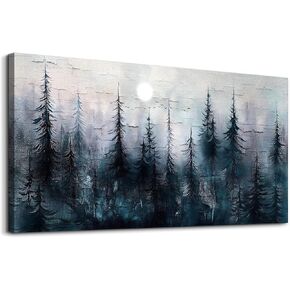 FUHAIHUA Canvas Wall Art For Living Room Wall Decor For Bedroom Office Modern Hotel Wall Decorations Blue Tree Landscape Paintings Abstract Pictures Artwork Room Aesthetic Home Decor 20x40 In
