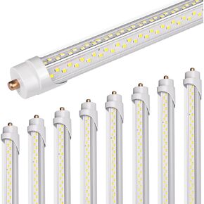 8 Foot LED Bulbs,90W 5000K 12150lm, T8 T10 T12 8ft LED Bulbs Fluorescent Light Replacement, FA8 Single Pin V Shaped LED Tube Light, Clear Cover (8 Pack)