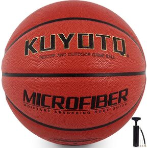 KUYOTQ Official Size 7 (29.5") Composite Leather Microfiber Basketball - Perfect for Men's in&Outdoor Play - Ideal Basketball Gifts for Youth & Adults（Defalted, with Pump）