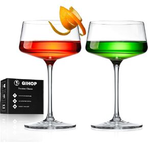 Nick and Nora Cocktail Glasses, 5.8Oz Hand Blown Martini Glasses Set of 4, 100% Lead-Free Craystal Coupe Glassware, Small Cocktail Glasses for Manhattan, Cosmopolitan, Espresso with Gift Box