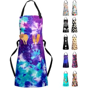 Sosolong Adjustable Waterproof Apron Bib Apron with 2 Pockets Cooking Kitchen Aprons for Women Men Chef