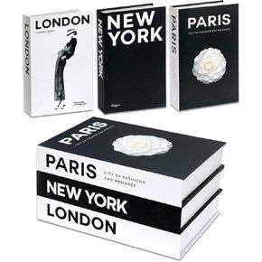 Preppy Decorative Books for Home Neutral Home Decor Display for Living Room and Office Fake Books for Decoration Bookshelf Faux Stuff Things (Set of 3) (Black and White)