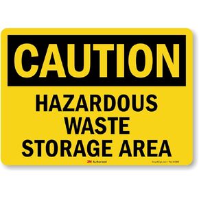 SmartSign 10 x 14 inch “Caution - Hazardous Waste Storage Area" OSHA Label, 5.5 mil Laminated Vinyl, 3M Engineer Grade Reflective Material, Black and Yellow