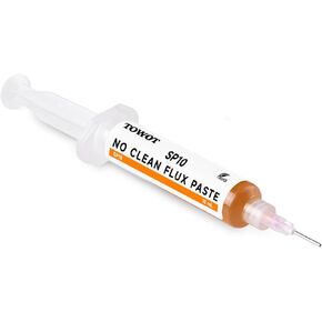 TOWOT No-Clean Soldering Flux Paste for Electronics, 10 ml, Pneumatic Dispenser with Plunger & Dispensing Tip