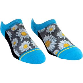 MERGE4 Slogan Spring Daisies No Show Socks for Men and Women Moisture Wicking Floral Print Non Slip Socks