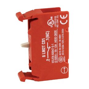 ASI 8LM2TC01 Metal Series Contact Element Disconnect Limit Switch Auxiliary, 1 Normally Closed, Screw Terminals, UL Listed, 22 mm