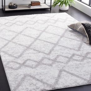 Safavieh Berber Shag Collection Area Rug - 5'5" x 7'7", Ivory & Grey, Rustic Boho Design, Non-Shedding & Easy Care, 1.25-inch Thick Ideal for High Traffic Areas in Living Room, Bedroom (BER572F)