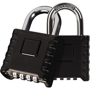 2Pack Heavy Duty Combination Lock, One Touch Unlocking, 4 Digit Waterproof Padlock Combination for Outdoor, Gate Lock for School Gym Locker, Fence, Gate, Gym, Hasp Storage