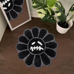 Trippy Happy Face Rug Cool Gothic Skull Bathroom Rugs Horror Goth Ghost Smile Face Bath Rug 2FT Extra Soft Tufted Bathroom Mat Non Slip Quick Dry Bath Mats for Bathroom