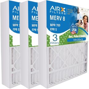 AIRX FILTERS WICKED CLEAN AIR. 16x25x3 Air Filter MERV 8 Compatible with Lennox X0581 Air Filter 3 Pack