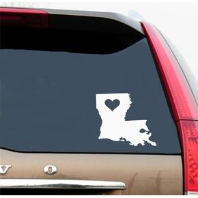 Louisiana Love Heart Car Truck Automotive Window Black or White Decal Bumper Sticker (6.5" X 5.5")