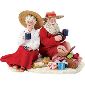 Department 56 Possible Dreams by The Sea Santa and Mrs. Claus Life is a Picnic Figurine, 8 Inch, Multicolor