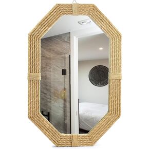 Nagina International Large Nautical Jute Mirror for Bathroom | Nautical Roped Wall Mirror Home Decor
