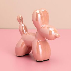 Ceramic Balloon Dog Statue Ceramic Animal Statues Decorative Ornaments Living Room Desktop Bedroom Office Desktop Cabinet Cute Dog Statues Home Decor (Colorful)