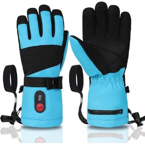 Heated Gloves for Kids, 3-Heat Settings Winter Gloves, Rechargeable Batteries, Water Resistant Windproof Kids Ski Gloves with Grip, Ideal for Skiing, Snowball Fights, Cycling, Gift