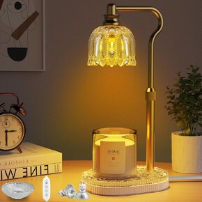 Candle Warmer Lamp,2H/4H/8H Timer,4-Level Dimming,Height Adjustable,Electric Candle Warmer Melter with 2 Bulbs for Scented Wax Home Decor for Her Birthday Gifts for Women Mom Wife