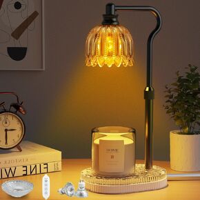 Candle Warmer Lamp,2H/4H/8H Timer,4-Level Dimming,Height Adjustable,Electric Candle Warmer Melter with 2 Bulbs for Scented Wax Home Decor for Her Birthday Gifts for Women Mom Wife