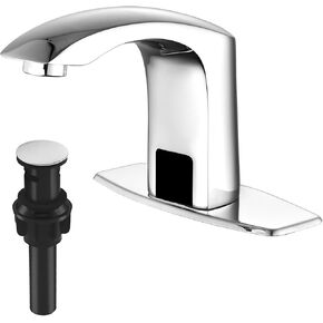 Modern Bathroom Faucet, Deck Mount, Matte Black, Solid Brass, Touchless, 304 Stainless Steel Hose, Easy Installation