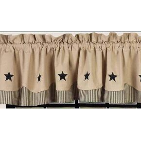 Nutmeg with Black Star 72" x 15.5" Lined Cotton Fairfield Valance by Raghu