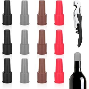 12 PCS Silicone Wine Bottle Stopper, Reusable Champagne Stoppers Wine Stoppers for Wine Bottles Wine Seal Stopper with 1 Bottle Opener,Silicone Sparkling Wine Stopper for Picnic Camping Family Party