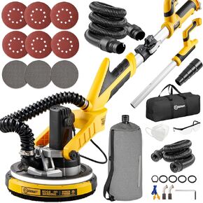 Drywall Sander, Powerful Electric Drywall Sander with Vacuum, Auto Dust Absorption Dust-free Design, 7 Variable Speed 900-1800RPM, 26' Power Cord, LED Light, for Popcorn Ceiling