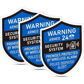 3PCS Security Alarm System Sign for Home，Self-Adhesive Weatherproof 24 Hours Security Warning Sticker ，Safety Protection System for House Doors and Windows，Business Indoor & Outdoor Use 2.8x2.4 In