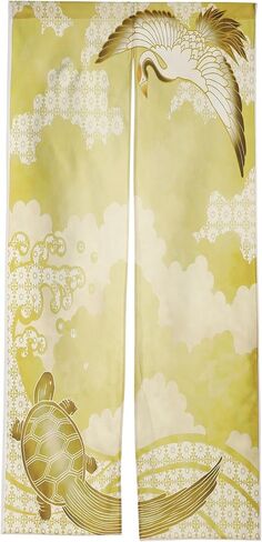 Noren Japanese Style Doorway Curtain with a Picture of Crane Turtle Printed on it (pattern2) in Saudi Arabia