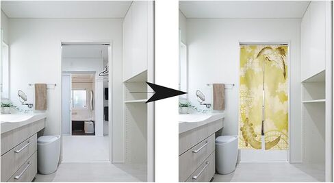 Noren Japanese Style Doorway Curtain with a Picture of Crane Turtle Printed on it (pattern2) in Saudi Arabia