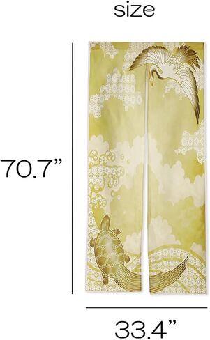 Noren Japanese Style Doorway Curtain with a Picture of Crane Turtle Printed on it (pattern2) in Saudi Arabia