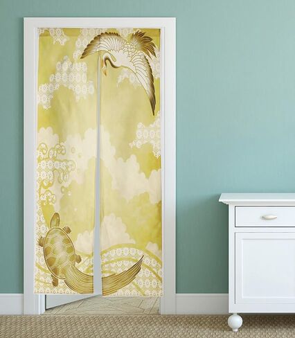 Noren Japanese Style Doorway Curtain with a Picture of Crane Turtle Printed on it (pattern2) in Saudi Arabia