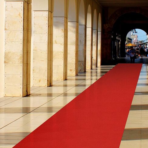 FACULX عداء السجاد الأحمر للحفلات 80 جرامًا للمتر المربع عداء السجاد الأحمر مع شريط سجاد من قطعتين لحفلات الزفاف وأعياد الميلاد وعيد الميلاد وعيد الشكر وإكسسوارات خارجية، سجادة لحفلات الزفاف والرواق والحفلات الراقصة 3.94 × 16.4 قدم in Saudi Arabia