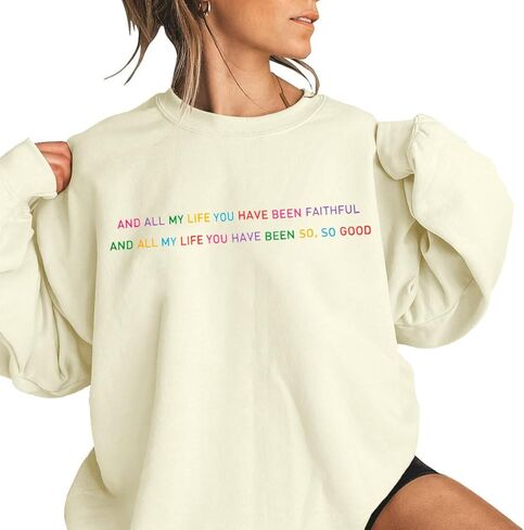 سويت شيرت نسائي مسيحي طوال حياتي لقد كنت مخلصًا، قميص آية الكتاب المقدس، قميص الإيمان، بلوفر علوي in Kuwait