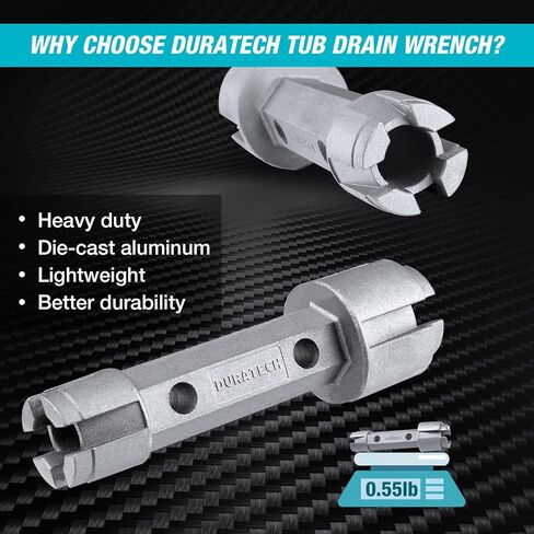 DURATECH Tub Drain Remover Wrench, Tub Dual Ended Drain Wrench, Aluminum Alloy Wrench for Bath drains, Shower Drains and Closet Spuds in Saudi Arabia