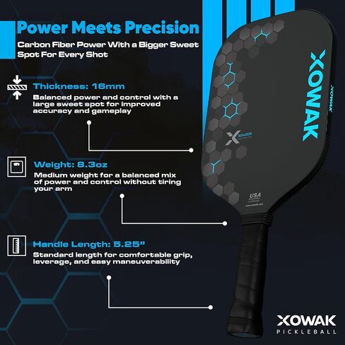Signature 16mm Pickleball Paddle | T700SC Carbon Fiber Paddle for Max Power & Precision Spin with Comfy Anti-Slip Grip | Pickleball Racket for Advance & Intermediate Players in Saudi Arabia