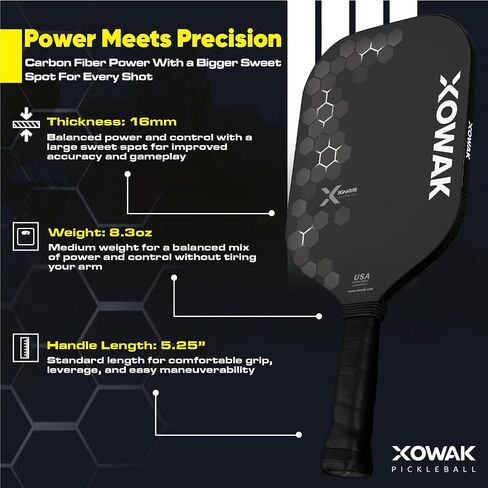 Signature 16mm Pickleball Paddle | T700SC Carbon Fiber Paddle for Max Power & Precision Spin with Comfy Anti-Slip Grip | Pickleball Racket for Advance & Intermediate Players in Saudi Arabia