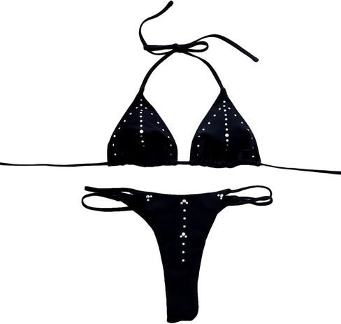 GORGLITTER Women's Micro Bikini Set High Cut String Thong Triangle Rhinestone Swimsuit Bathing Suit in Kuwait