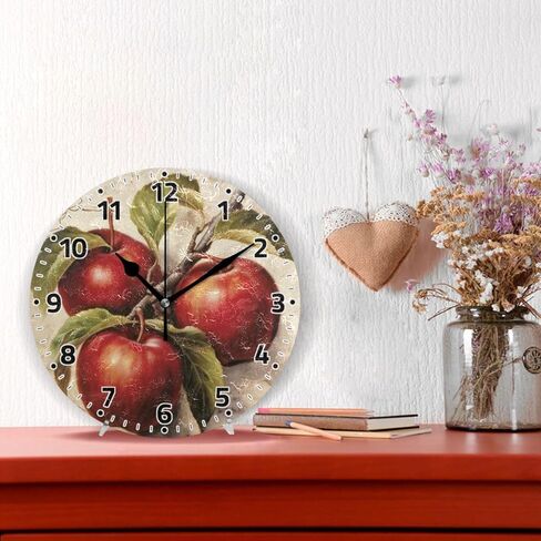 Wall Clock Non Ticking 10 Inch - Vintage Apples Battery Operated Quartz Silent Round Clock for Home/Office/Kitchen/Classroom in Saudi Arabia