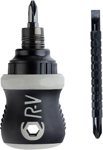 Buspoll Ratcheting Stubby Screwdriver - Adjustable Length, Reversible Dual End, Magnetic Tip - Compact, Portable, Pocket Size. in Kuwait