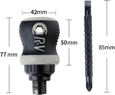 Buspoll Ratcheting Stubby Screwdriver - Adjustable Length, Reversible Dual End, Magnetic Tip - Compact, Portable, Pocket Size. in Kuwait