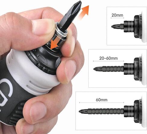 Buspoll Ratcheting Stubby Screwdriver - Adjustable Length, Reversible Dual End, Magnetic Tip - Compact, Portable, Pocket Size. in Kuwait