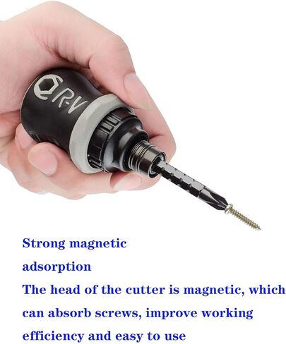 Buspoll Ratcheting Stubby Screwdriver - Adjustable Length, Reversible Dual End, Magnetic Tip - Compact, Portable, Pocket Size. in Kuwait