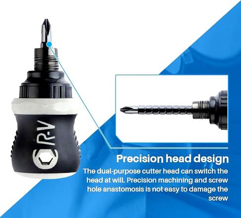 Buspoll Ratcheting Stubby Screwdriver - Adjustable Length, Reversible Dual End, Magnetic Tip - Compact, Portable, Pocket Size. in Kuwait